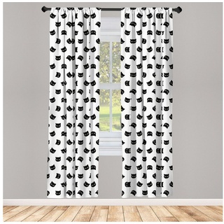 Gardine Vorhang für Wohnzimmer Schlafzimmer Dekor, Abakuhaus, Microfaser, Schwarz und weiß Katzenportraits schwarz|weiß 150 cm x 175 cm