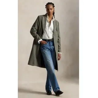 Polo Ralph Lauren für Damen. 211966522001 Grauer Mantel aus Wollmischung mit Fischgrätmuster (38), Klassisch, Recycelte Wolle