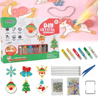Cemssitu DIY Crystal Paint Arts and Crafts Set, Diamond Painting Kits, DIY Crystal Pendant Kit, DIY Christmas Ornaments Kits (Christmas Series)