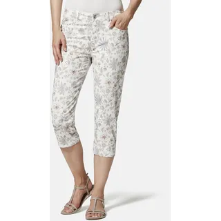 7/8-Hose STOOKER WOMEN "Tahiti Print Capri Slim Fit", Damen, Gr. 42, Länge 21, grau (soft paisley aop), Twill, 70% Viskose, 26% Polyamid, 4% Elasthan, eng 7/8-Länge, Hosen 7/8-Hose, Capri Slim Fit Casual Clean Wash für Damen