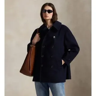 Polo Ralph Lauren für Damen. 211966536001 Marineblauer Melton-Mantel aus Wolle (S), Klassisch