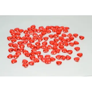 Creativery 100 Dekosteine Herzen 1,2 cm (rot 250) // Streudeko Tischdeko Kunststoffherzen Steine PVC Acryl 12mm