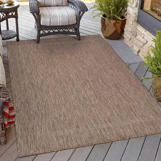 HomebyHome In & Outdoor Teppich Wetterfest Sisal Optik 200x300 (200 x 290 cm) Braun - Balkon Teppich Wasserfest, Waschbar, Flachgewebe - Ideal für Küche, Camping, Garten und Terrasse