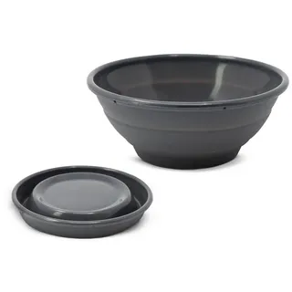 Coolinato Schüssel Faltbare Silikonschüssel in grau, 100% Platin Silikon, Platzsparendes Küchenutensiel, Ø 20cm grau Ø 20 cm x 20 cm x 20 cm x 8.6 cm