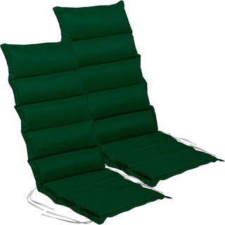 STILISTA® 2er Set Stuhlauflage Hochlehner mit Wendefunktion 120 x 47 x 5 cm Indoor und Outdoor, grün/grau