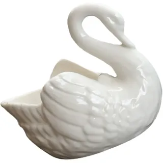 CIYODO Schwan Keramikblumentopf Weiß mit Loch, für Kakteen, Dezent Party | 1 Stück, Glatte Porzellan Oberfläche, Stabile Basis, für Fensterbank und Balkon Tisch