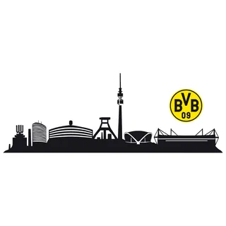 Wandtattoo WALL-ART "BVB Skyline mit Logo Fußball Sticker" Wandtattoos Gr. B/H: 200 cm x 33 cm, Fussball, schwarz Wandtattoos Fußball selbstklebend, entfernbar