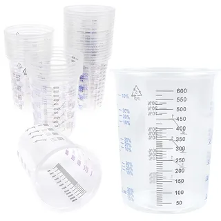 Lackmischbecher 50 Stück, Mischbecher 600ml, Messbecher, Kunststoff-Farbmischbecher, Messbecher Klein Für Flüssigkeiten, Mischen Von Harz, Farbe