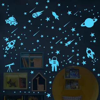 RTRTGS Leuchtende Kinderzimmer Leuchtsterne Selbstklebend Mond und Sterne Wandtattoo Kinderzimmer Mädchen Jungen Aufkleber für Kinder Kindergarten Schlafzimmer Wohnzimmer Sternenhimmel Babyzimmer