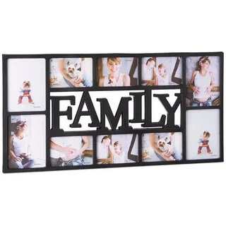 Relaxdays Collage Bilderrahmen Familie schwarz 10x15 cm 10 St.