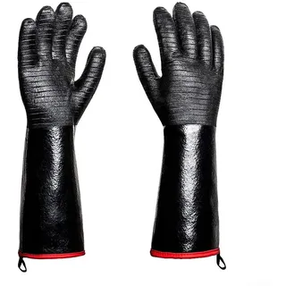 Grillhandschuhe, öl- und verbrühungssichere Handschuhe, 500 °C, Hitzeschutz, Ofenhandschuhe zum Grillen, Kochen, Backen, Schwarz, Größe S