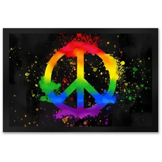 speecheese Fußmatte Regenbogen Fußmatte XXL in 50x75 cm mit Peace-Zeichen 50 cm