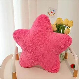 Herfair Kuschelkissen Kinder Sternkissen, Weiche Flauschige Sternform Zierkissen Sofakissen, Plüsch Kissen Dekokissen für Kinderzimmer Schlafzimmer Deko (Rosa Rot,50 cm)