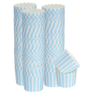 Pack von 150 Papierbackformen für Kuchen und Pfannkuchen - Blaue Kreideprint - Blau