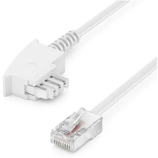 deleyCON 15m Routerkabel TAE-F auf RJ45 8P2C Anschlusskabel - Weiß | Weiß