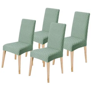LuxusKollektion Stuhlbezug Stuhlhussen Stuhlbezug Esszimmer Waschbar Matcha Grün 4er Set