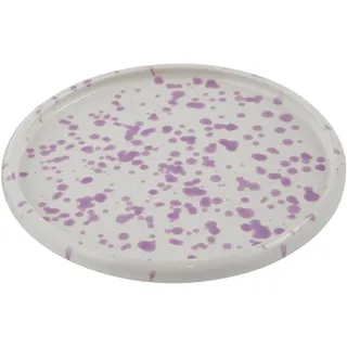BUTLERS Frühstücksteller Steinzeug - BOOGY SPLASH - spülmaschinenfest | Farbe Violett - ø21 cm - Kuchenteller für Kuchen & Nachspeisen - Dessertteller für Gebäck & Snacks - Sprenkelmuster