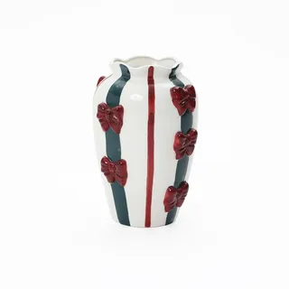 Hometopia Keramikvase,, Weiß, Keramik, Rund, 28 cm, Dekoration, Vasen, Keramikvasen