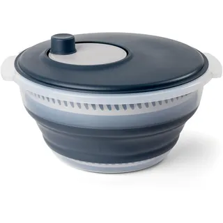 Salatschleuder faltbar 3-teilig grau mit Anti-Rutsch Boden - 5 Liter