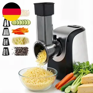 Elektrische 5-In-1 Gemüsehobel 150W, Gemüseschneider Mit 5 Edelstahl-Trommeln Fü