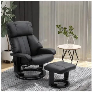HOMCOM Massagesessel Fernsehsessel, Hocker, aus Kunstleder, Kann sitzen, um 360° drehen (Relaxliege, 2-St., Relaxsessel), für Wohnbereich, Schwarz schwarz