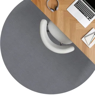 ANRO Bodenschutzmatte Bürostuhl Unterlage Schreibtischstuhl Unterlage Bürostuhl Teppich rutschfeste Bodenmatte für Parkett und Hartböden selbsthaftend Nemesis Rund 90cm Grau