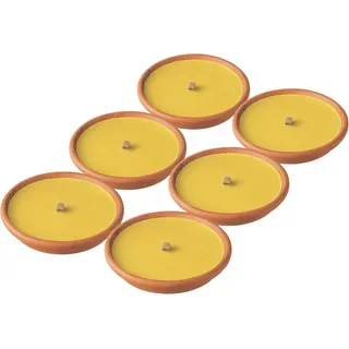 ​Citronella Duftkerzen im Terracotta Topf – 6er Set – 8h Brenndauer – Outdoor Kerzen für Garten & Balkon - Gelb