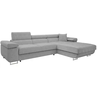 Mirjan24 Eckcouch Cord 5-Sitzer Grau