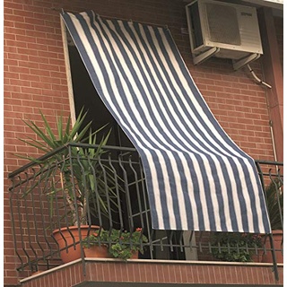 GEMITEX gestreiftes Sonnensegel, blau, 150 x 290 cm, Baumwolle