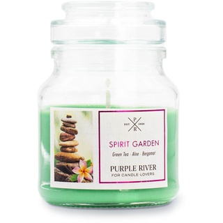 Purple River Duftkerze im Glas klein | Duftkerze Sojawachs | Spirit Garden (113g) | Kleine Kerze im Glas mit Deckel | Duftkerze Blume | Florale Kerze