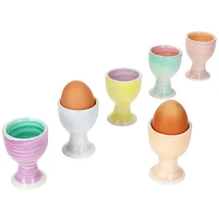 MamboCat Eierbecher 6er Set Pastello Eierbecher Frühstück Brunch Buffet Steingut bunt bunt
