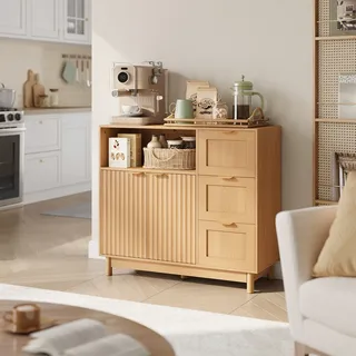 Woltu Sideboard 90 x 80 x 35 cm Mehrfarbig