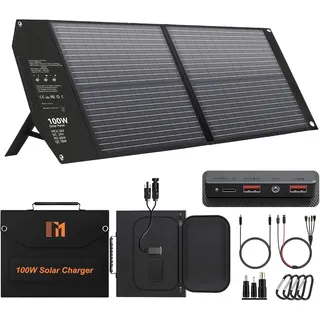 100W Faltbares Solarpanel mit USB-C PD 65W Schnellladung 24V MC4 DC QC3.0 | Portable Solar Panel-Ladegerät für Powerstation, Generator, Stromstationen für Outdoor Camping Wohnmobilreisen Autarkes Leben