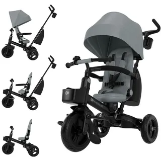 Kinderkraft AVEO 2 PLUS Dreirad 6in1 ab 9 Monate bis 5 Jahre, drehbarer Sitz, verstellbare Rückenlehne mit Liegeposition, Elternschubstang - Grau - Grau