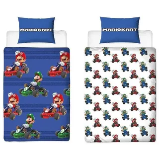 Character World Super Mario Racing Blau 140 x 200 cm + 60 x 70 cm