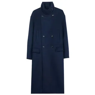 GOBI Cashmere Wollmantel Unisex Kaschmir Trenchcoat blau M