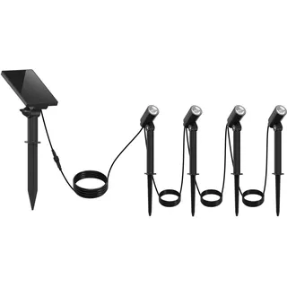 Lumisky 4 LED-Solarleuchten, Warmweiß, mit Solarpanel, Mini Roundy, zum Aufstecken auf den Boden oder zur Befestigung an der Wand