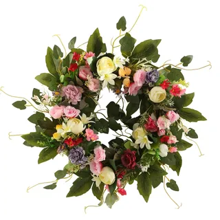 Excellente Künstlich Türkranz Frühling,Türkranz Ganzjährig für Wanddekoration/Haustür Deko,Wandkranz Für Frühling Sommer,Hängen Kranz Blumenkranz Deko für Garten,Hochzeit,Party,Festival,Weihnachten