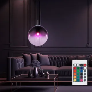 LED Glas Kugel Hänge Decken Lampe RGB Farbwechsel Gäste Zimmer Pendel Leuchte