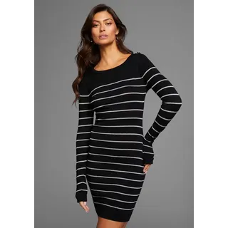 Laura Scott Strickkleid mit Glitzer-Streifen und Schulterknöpfen schwarz 44