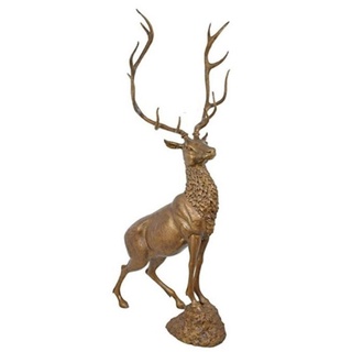 Casa Padrino Luxus Bronze Deko Skulptur Hirsch 98 x 80 x H. 220 cm - Riesiege Bronze Skulptur - Lebensgroße Tierfigur - XXL Bronze Hirsch Figur - XXL Garten Skulptur - Luxus Garten Deko