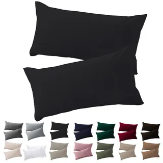Soifox Kissenbezug 40x60 2er Set - Schwarz kopfkissenbezug Für Kissen 40 x 60 cm 100% Mikrofaser Resistent und Hypoallergen Kissenbezüge mit Reißverschluss