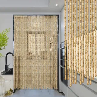 Perlenvorhang Türvorhang,String Holzperlen Vorhänge Haus Dekoration Raumteiler Holzperlen Hängende Saiten,Balkontür Fliegengitter, für Wohnzimmer Schlafzimmer,Anpassbar (110 strands-110x220cm)