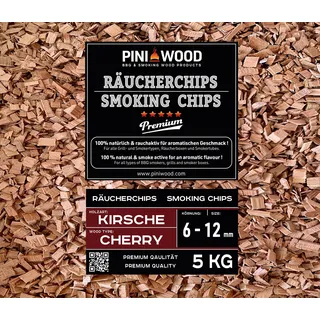 PINI 5 Kg Räucherchips Kirsche 6-12 mm Smoking Chips Räucherspäne 18 Liter