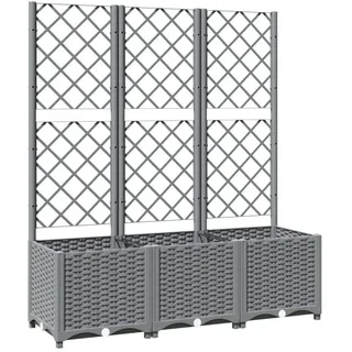 vidaXL Pflanzkübel mit Rankgitter Hellgrau 120x40x136 cm PP