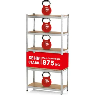EasyMaxx Schwerlastregal Stahl 180x90x40 cm silber