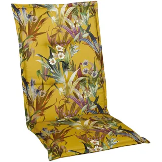 Sesselauflage, Weiß, Rosa, Grün, Gelb, Braun, Blau, Textil, Blume, Füllung: Vlies, Schaumstoff, 48x4x118 cm, Made in Germany, mittels Bändern zu befestigen, Outdoor-Kissen, Gartenstuhlauflagen, Hochlehner-Auflagen