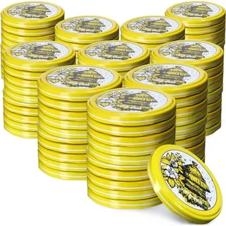 KADAX Einmach-Deckel Set aus Metall "Virbo", mit 6 Einrastzähnen, Bienenstock, 82 mm, 100 Stück - Gelb