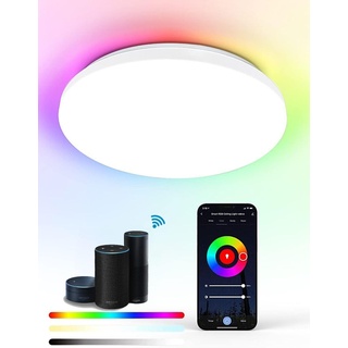 AcornSolution Smart WiFi LED-Deckenleuchte 15 W 1050 lm, App- oder Sprachsteuerung, Weiß- und Farbambiente, IP20 wasserdicht, kompatibel mit Alexa...