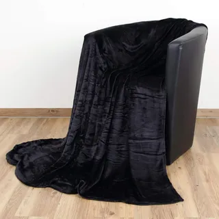 Bestlivings Kuscheldecke Wohndecke Celina, Tagesdecke für Sofa, Couch, Bett - hochwertige Flauschige Decke, 70 x 100 cm - Schwarz